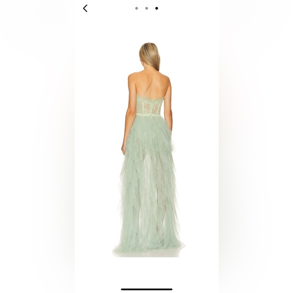 X Revolve Bustier Gown in Sage Green | For Love and Lemons